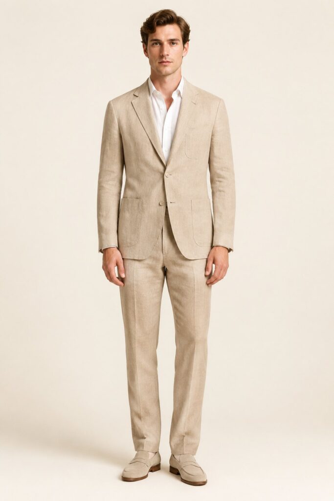 Men's Elegant Linen Blend Suit Set